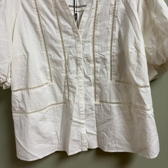 Ava & Viv Womens White Cottagecore Top Puff Sleeves Size 2X Prairie Sheer NWT - Picture 3 of 11